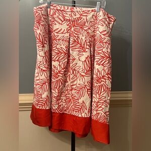 Lane Bryant orange and cream linen Leaf Print Skirt size 18